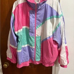 Vintage 90's LAVON women's XL pastel color block wind breaker nylon cottagecorp